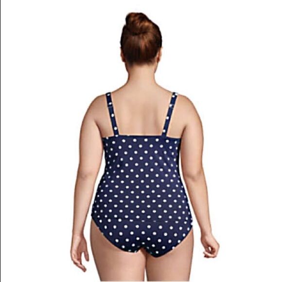 Land’s End Plus size square neck tankini top blue Polka Dot underwire Various - Picture 3 of 3